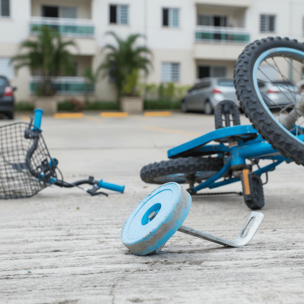 Risco de ponto cego com bicicleta infantil