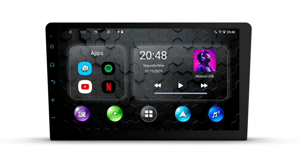 ConnectMedia Android Plus — tela QLED 9 polegadas